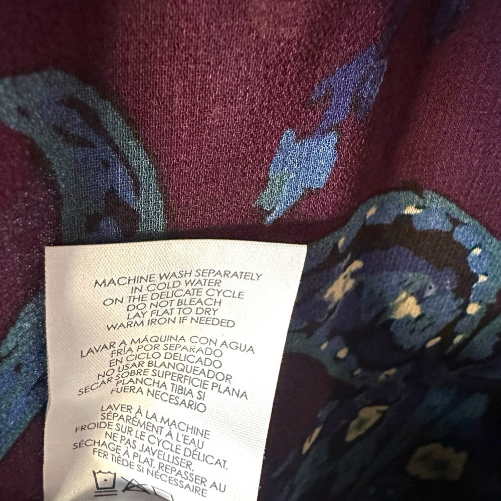 Cabi Purple Blue Paisley Midi Wrap Dress Size 6 - Picture 9 of 10
